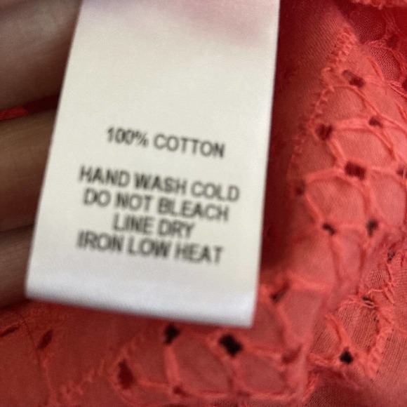 lulus Julia Coral Pink Eyelet Lace Short Sleeve Top Women’s Size‎ Medium - Picture 8 of 10